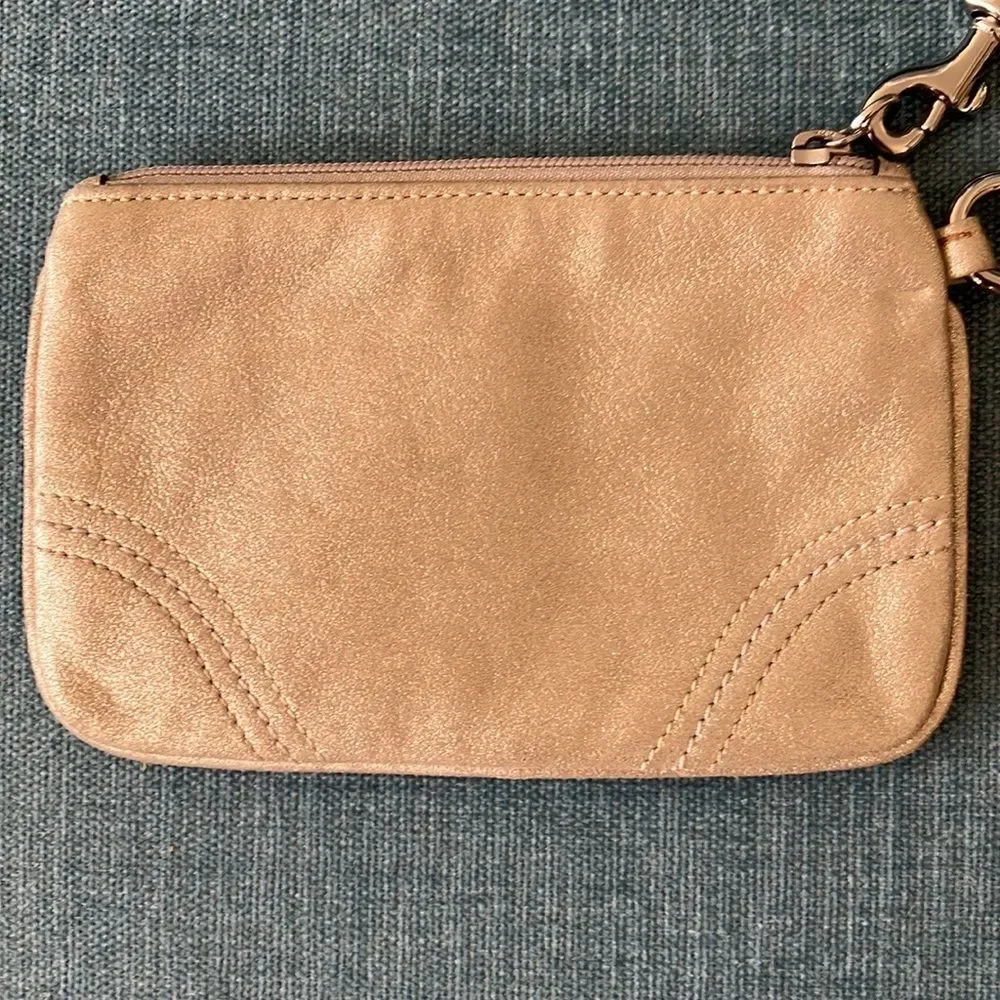 Metallic Coach Wristlet Clutch Purse